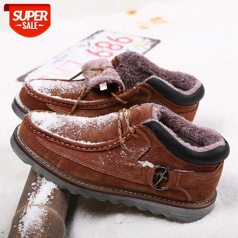 

Winter Men Boots Casual Cow Suede Lace-Up Sewing Solid Color Men's Shoes Fashion Warm Fur Outdoor High Quality Males Ankle Boots #i54v