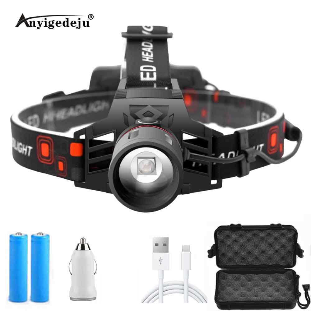 

XML-T6 LED Headlamp 3-Mode Zoomable Headlight 18650 Battery Head Torch Green Fishing Blue Light Camping Red Hunting Flashlight P0820