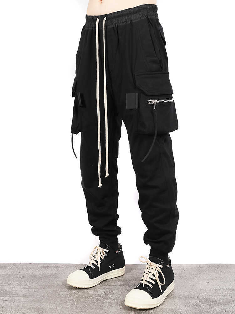 

Fashion outlet 21SS Owens grey black ro shell pants side zipper pocket overalls Multi Pocket casual pants Rick style MTG3