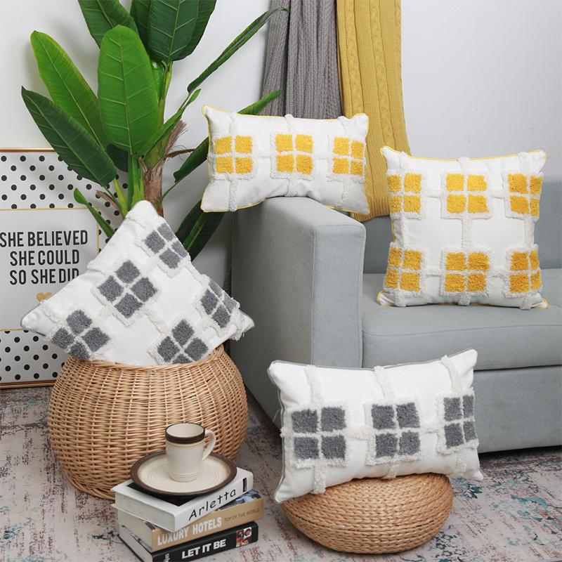 

Cushion/Decorative Pillow Orange Black White Tufted Cushion Cover 45x45cm/30x50cm Waves Circle Luxury Case Bed Room Sofa Decoration, 30x50cm inner