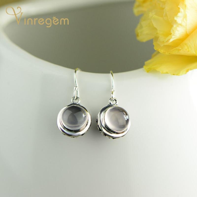 

Dangle & Chandelier Vinregem 100% 925 Sterling Silver White Pink Quartz Gemstone Engagement Vintage Gold Drop Earrings Fine Jewelry