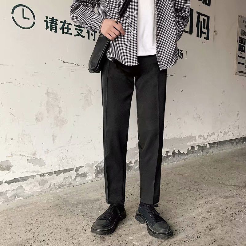 

2021 New Spring Summer Black Casual Men's Slim Fashion Business Society Mens Suit Straight Pants Men 6e6m