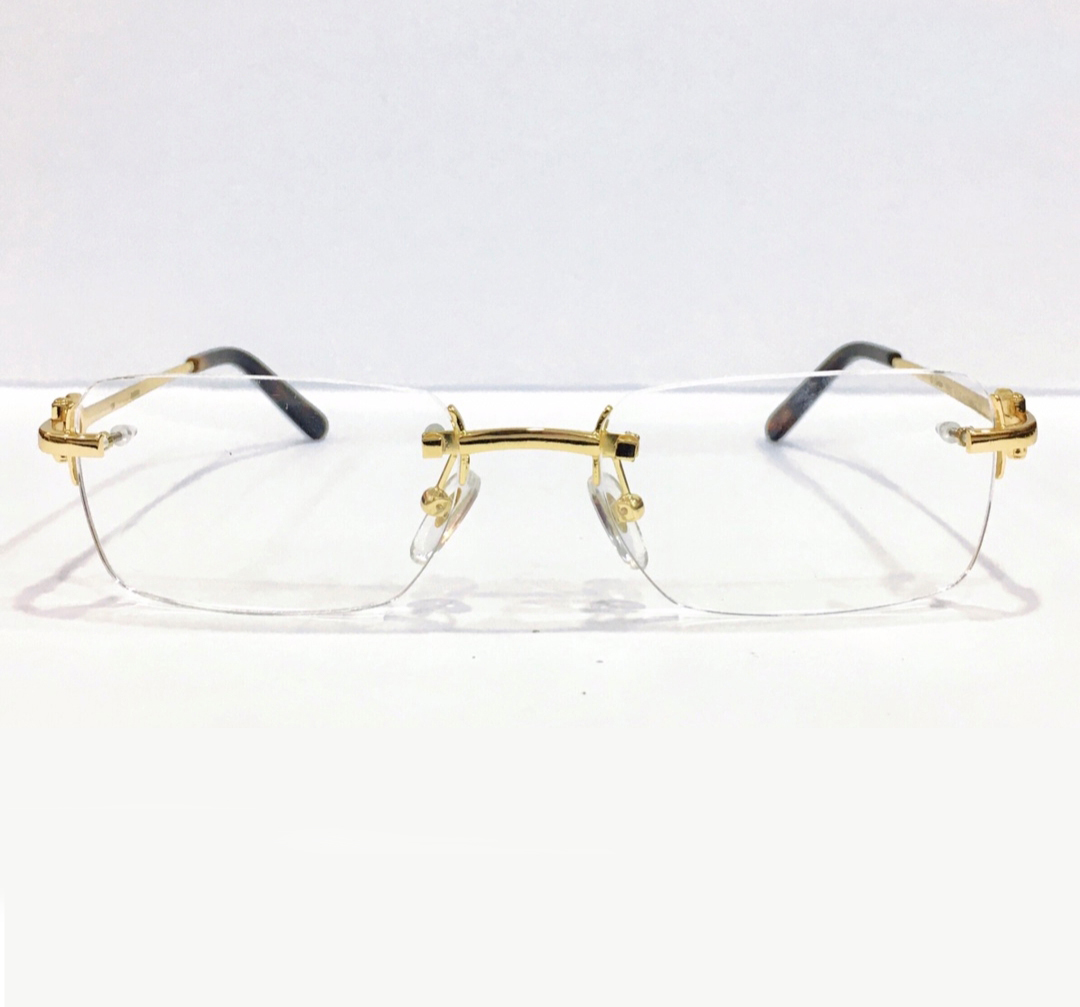 

Classic Gold Metal Rimless Eyeglasses Frame 54mm Clear Lens Mens Designer Optical Glasses Frames Eyewear with Box