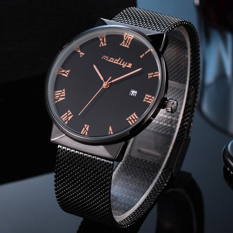 

Wristwatches Luxury Men Watches Daily Waterproof Business Watch Stainless Steel Mesh Belt Quartz Casual Wrist Montre Homme 2021, White