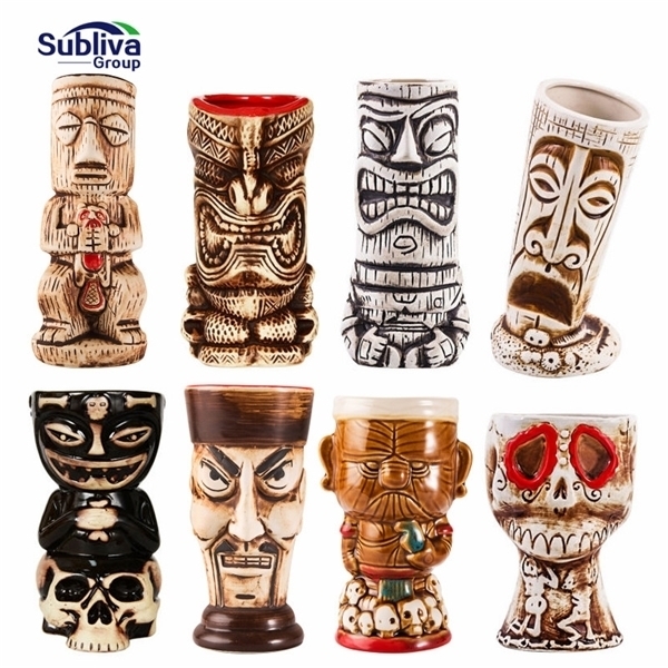 

New Hawaii Tiki Mugs Cocktail Cup Beer Beverage Mug Wine Mug Ceramic Easter Islander Tiki Mug L0309