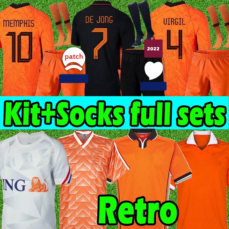 

MEMPHIS 2021 Hollands soccer jerseys DE JONG Holland retro DE LIGT 1988 1997 1998 STROOTMAN VAN jesrey 2022 men women kids kit+socks full set training football shirt, 2021 away women