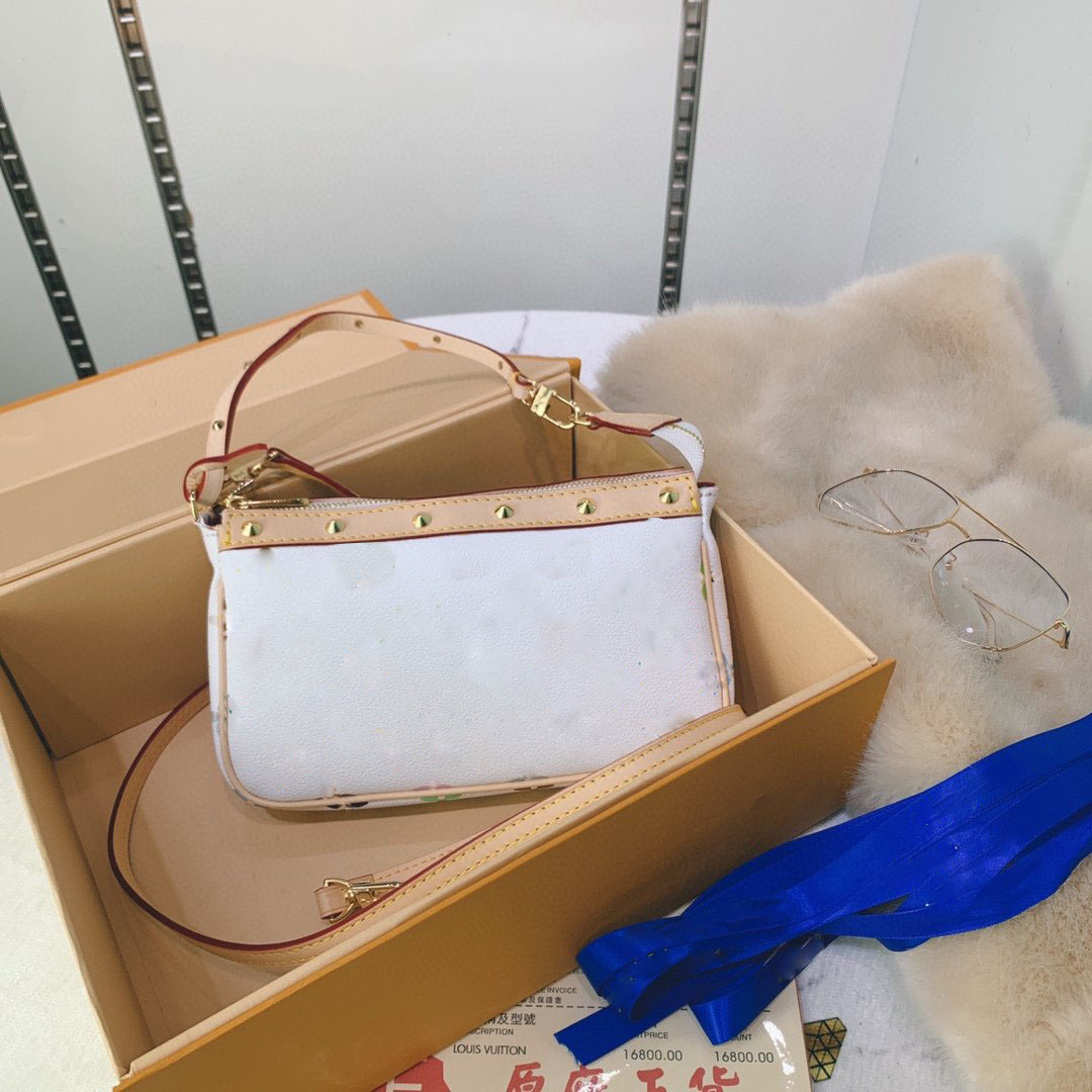 

Multicolor Pochette Accessoires White Pouch Shoulder Bag Size:22*13CM V-210 ++++