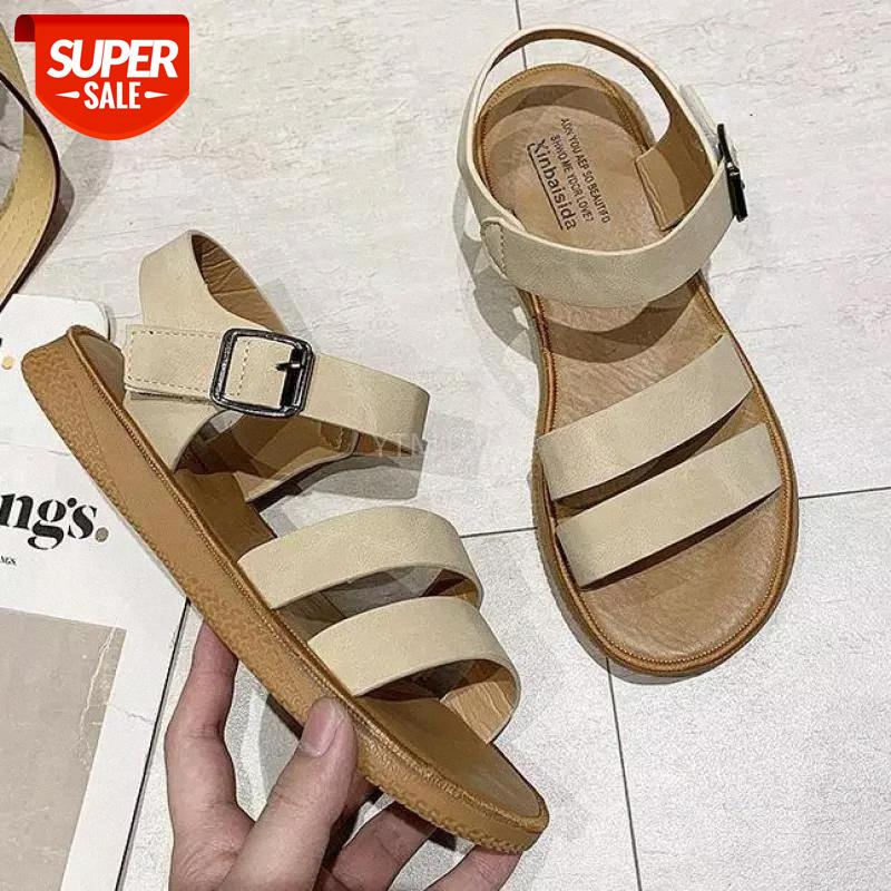 

2021 New Women Sandals Soft Bottom Solid Color Ladies Comfortable Flat Roman Open Toe Beach Footwear Zapatos De Mujer #ID2I