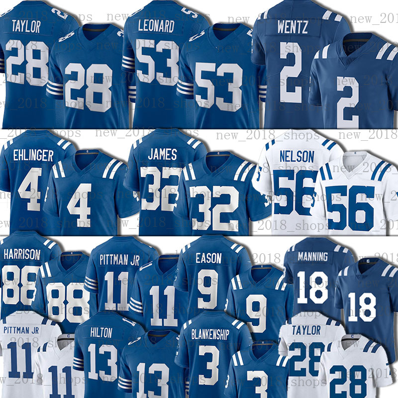 

53 Darius Leonard Jersey Jonathan Taylor Carson Wentz Football Quenton Nelson Julian Blackmon Sam Ehlinger Kenny Moore IndianapolisColtsMen Pittman, Custom kid jersey