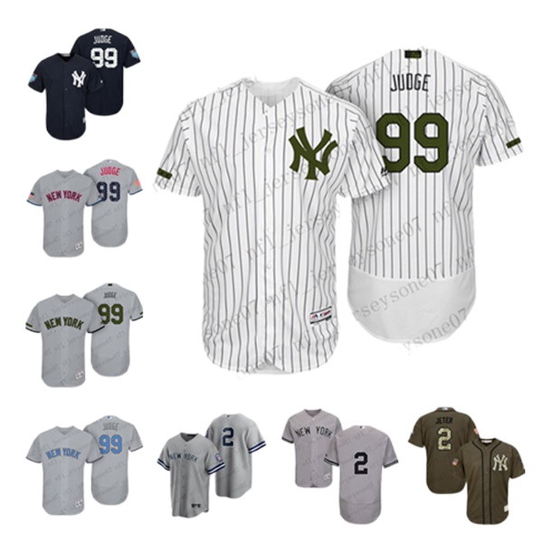 

Custom Mens women youth New York Yankees 99 Aaron Judge 2 Derek Jeter white black grey blue Authentic Weekend 2020 Home Jersey