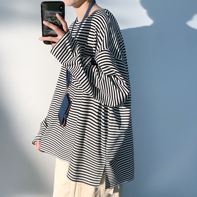 

2021 New Spring Striped t Shirt Men's Fashion Casual O-neck T-shirt Men Streetwear Long-sleeved Tshirt Mens Tops -5xl Cdxe, Khaki note