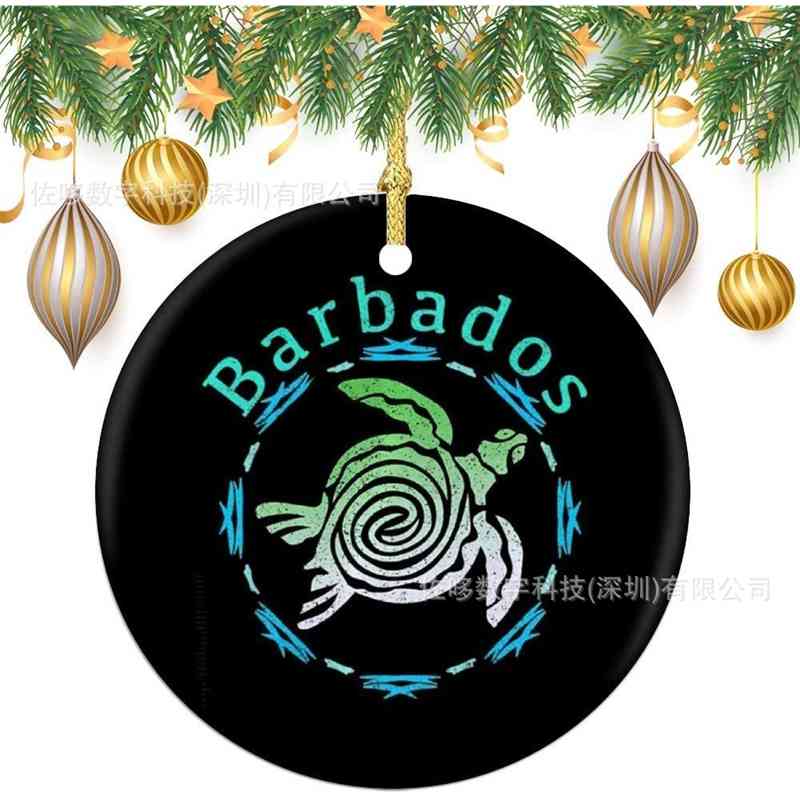 

Round Christmas Ornaments R Barbados Vintage Tribal Turtle..