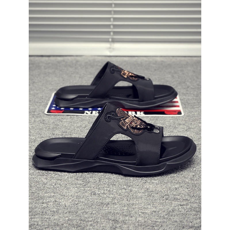 

Slippers men's fashion outdoor thick soled outer net red sandals summer trend versatile beach IJKT, 1# shoe box