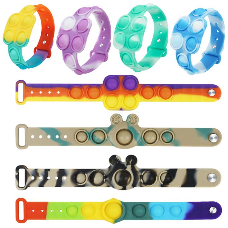 

Decompression Party toy flip keychain puzzle to relieve restlessness, press finger bubble music silicone toys bracelet watch