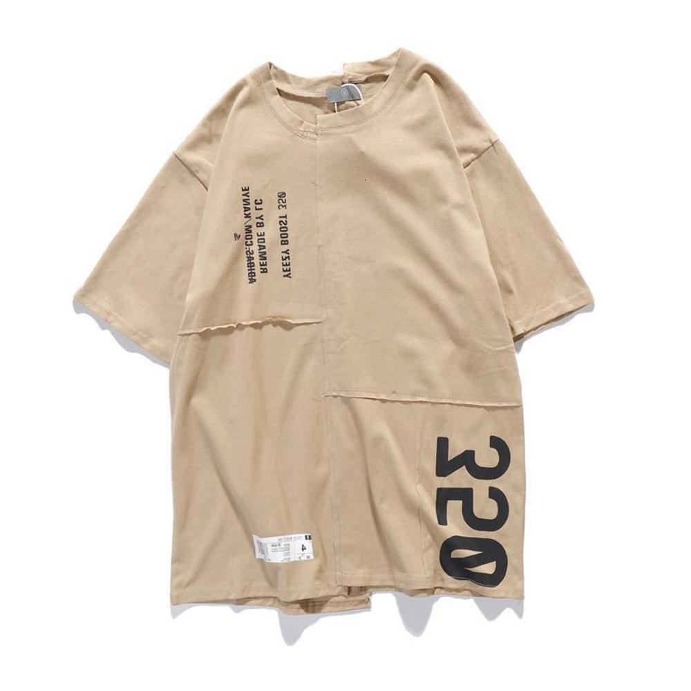 

2021 street fashion brand Kanye spoof coconut irregular splicing short sleeve T-shirt, White;black
