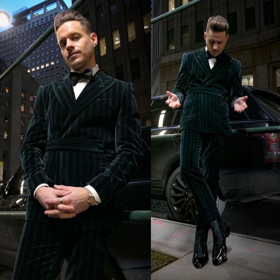 

Velvet Rope striped Mens Pants Suits Groom Best Man Jacket Business Party Prom Wedding Blazer Tuxedos Custom Two Piece, Same as image