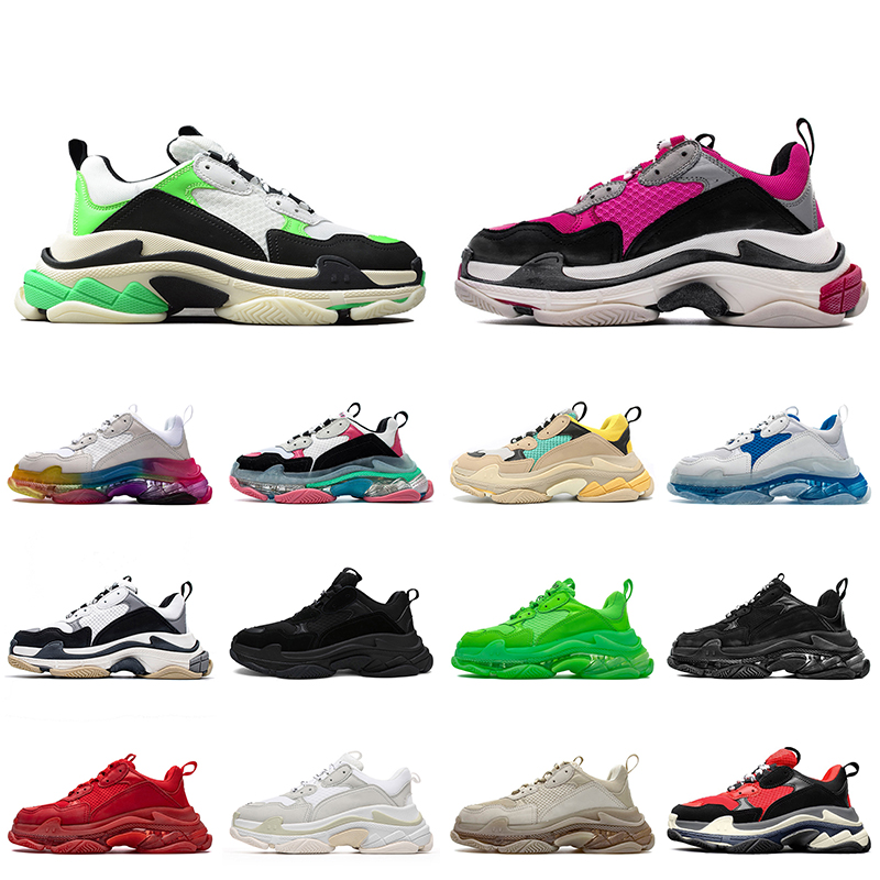 

Authentic Top Quality Triple s Women Mens Designer Shoes Clear Sole Luxury Dad Casual Shoe Balenciage Crystal Bottoms 17FW Paris Tripler Van Trainers Sneakers, A6 36-45