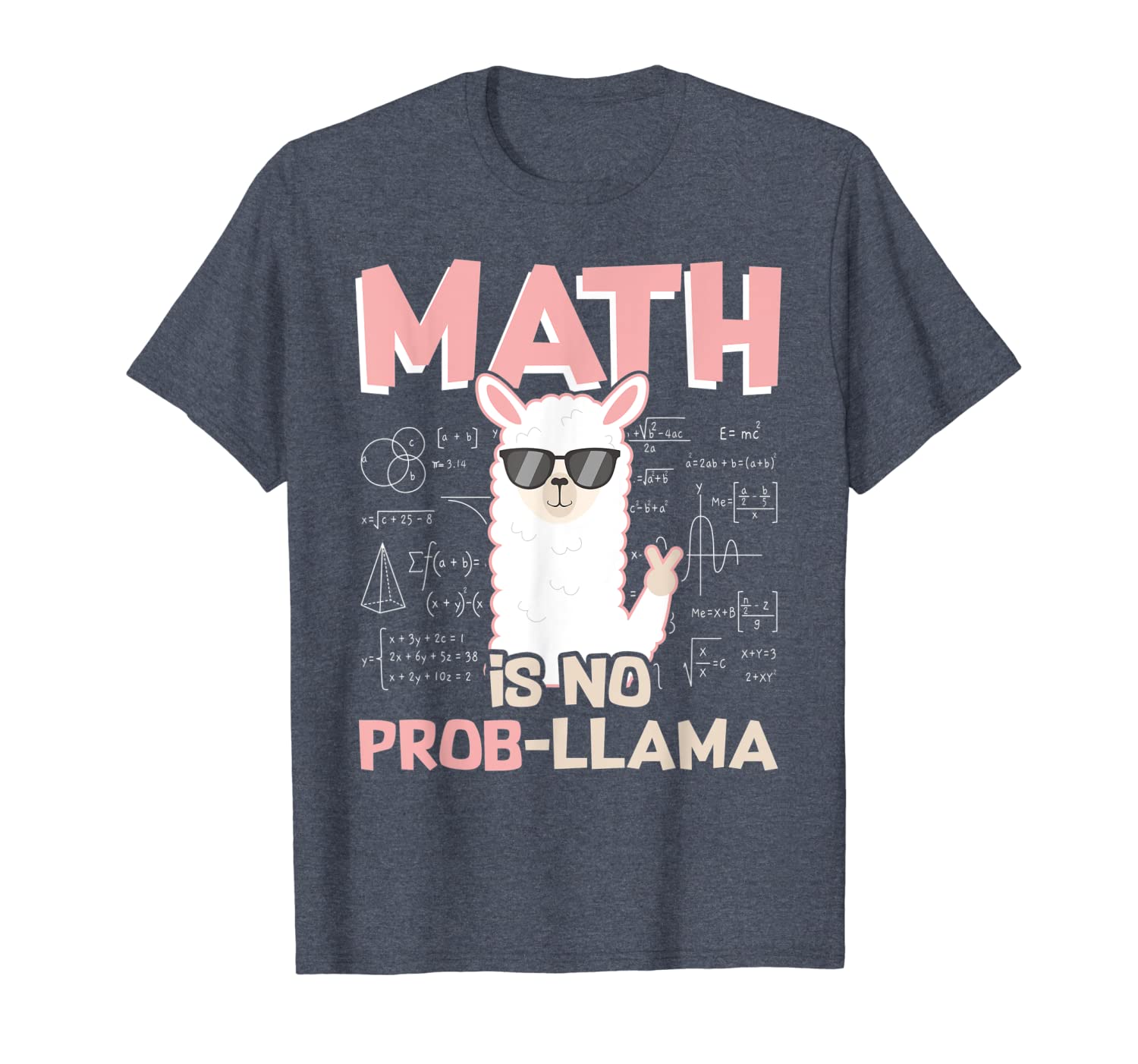 

funny math is no prob-llama tshirt back to school gift shirt, White;black