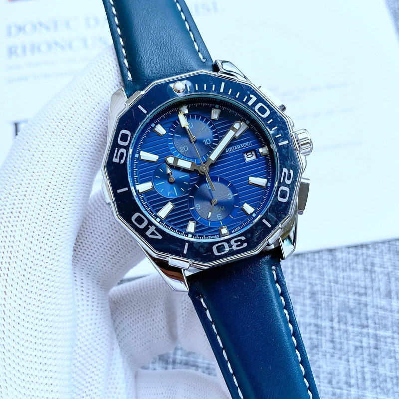 

2021 New Six stitches luxury mens watches All dial work Quartz Watch high quality Top Brand chronograph clock leather belt fashion accessories mens style