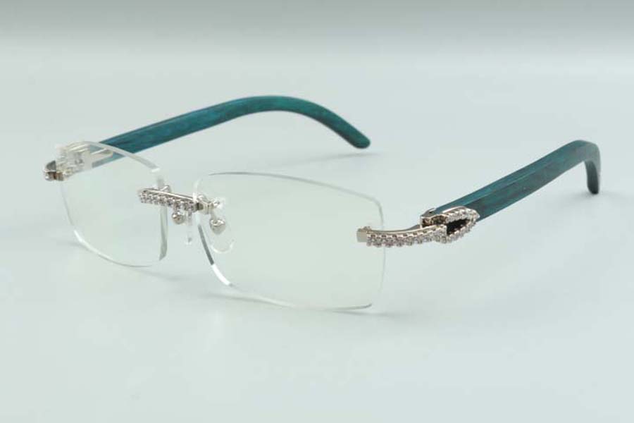 

2021 new style high-end designers medium diamonds glasses 3524012 for men women natural teal wooden glasses frame, size: 36-18-135mm