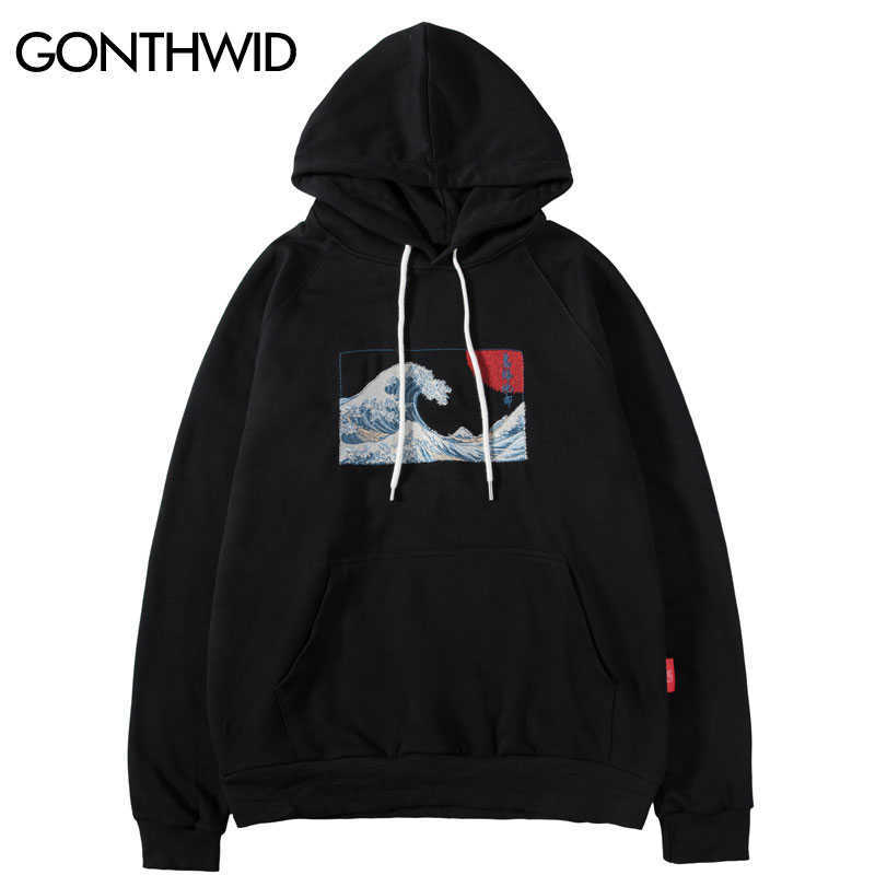

GONTHWID Embroidered Japanese Ukiyo-e Kanagawa Surfing Thin Hoodies Sweatshirts Harajuku Hip Hop Casual Pullover Hoodie Top 210720, Pink