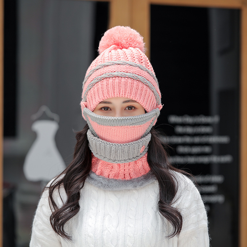 

2021 Winter Women Hats Veet Thick Windproof Warmth Knitted Student Rabbit Woolen Ear Protection Cycling Cap Skullies Womens Hat New Twrg