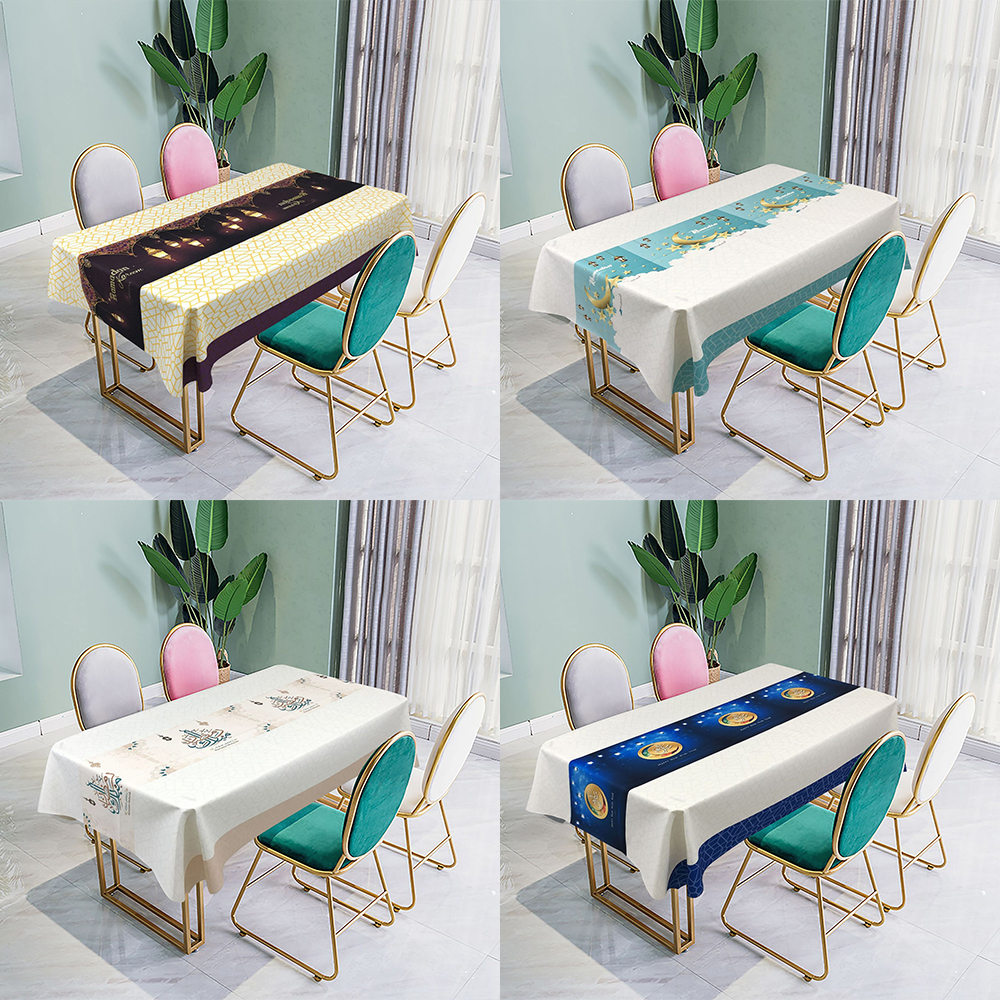 

1pc Musim Eid Mubarak Printed Tabecoth Waterproof Rectange Dining Tabecoth Kitchen Tabe Cover Ramadan Isamic Decorations