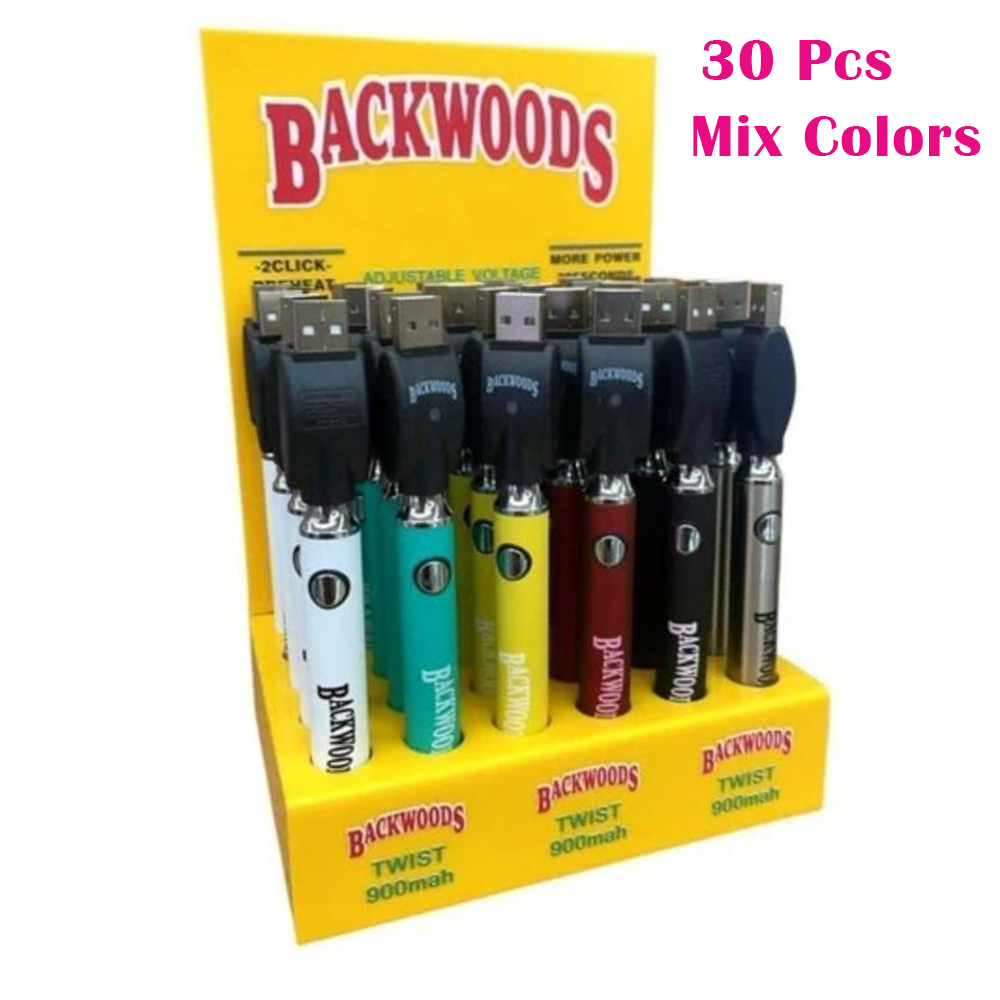 

Original Backwood Twist Battery Bottom VV Spinner Battery Cartoon Preheat Mode with Display Box 3.3V-3.8V Slim Vape Pen Sale in 30pcs