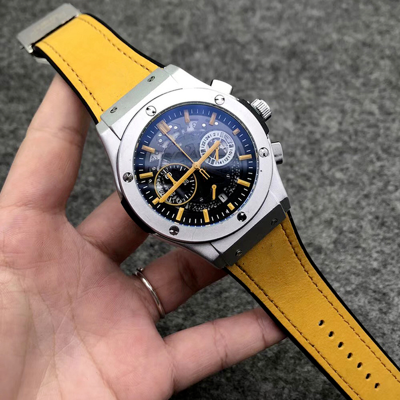 

4-4Mens watches quartz movement automatic date calendar all dial work leather rubber strap outdoor sports business montre de luxe designer