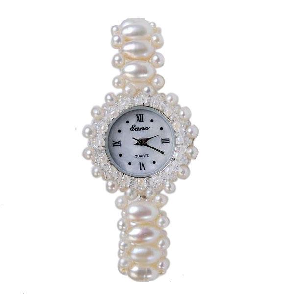 

Wristwatches Originally Hand-woven Natural Pearl Quartz Watch White Waterproof Fashion Lady