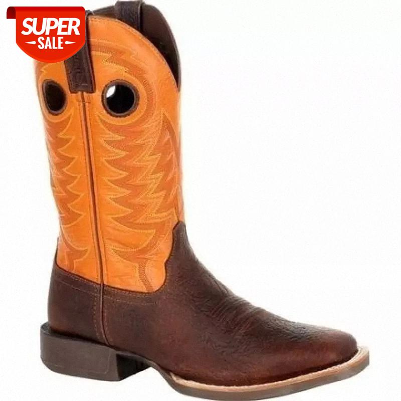 

2020 Winter Men Boots Vintage Western Cowboy Boots Men Shoes Embroidery Outdoor Warm Slip On Casual Shoe Male winter #pH36