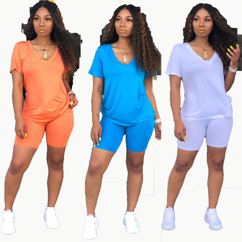 

Designer Women Shorts Tracksuit Two Piece Set Short Sleeve Outfits Summer Clothes Casual Jogger Suit Plus Size A125, Orange