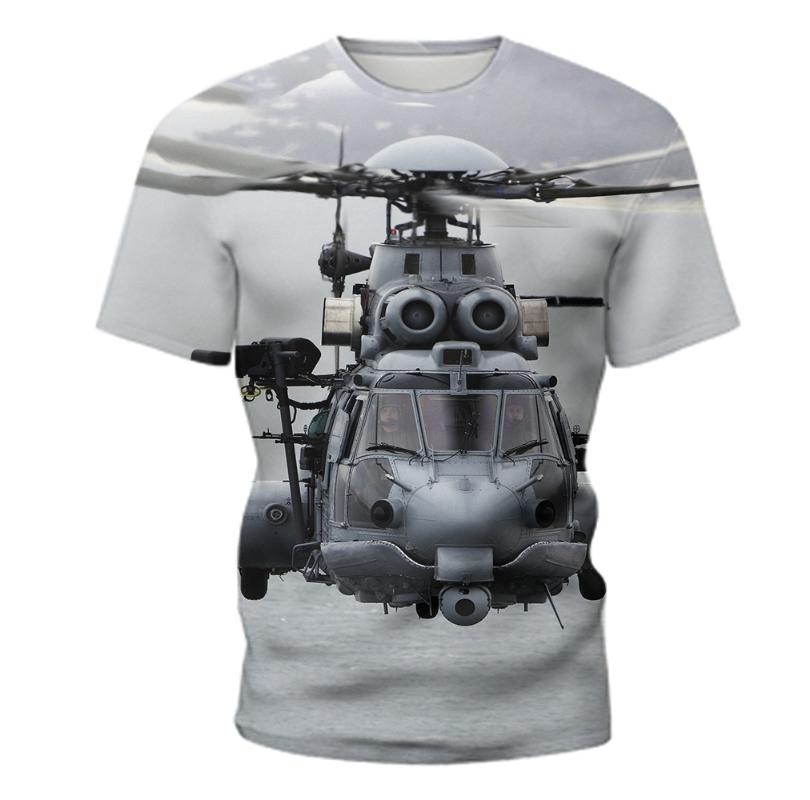 

Men's T-Shirts Summer Men S Shirt 3D Graphic Printing Helicopter Youth Casual Hip-Hop Round Neck Short-Sleeved Clothing, Xxp903