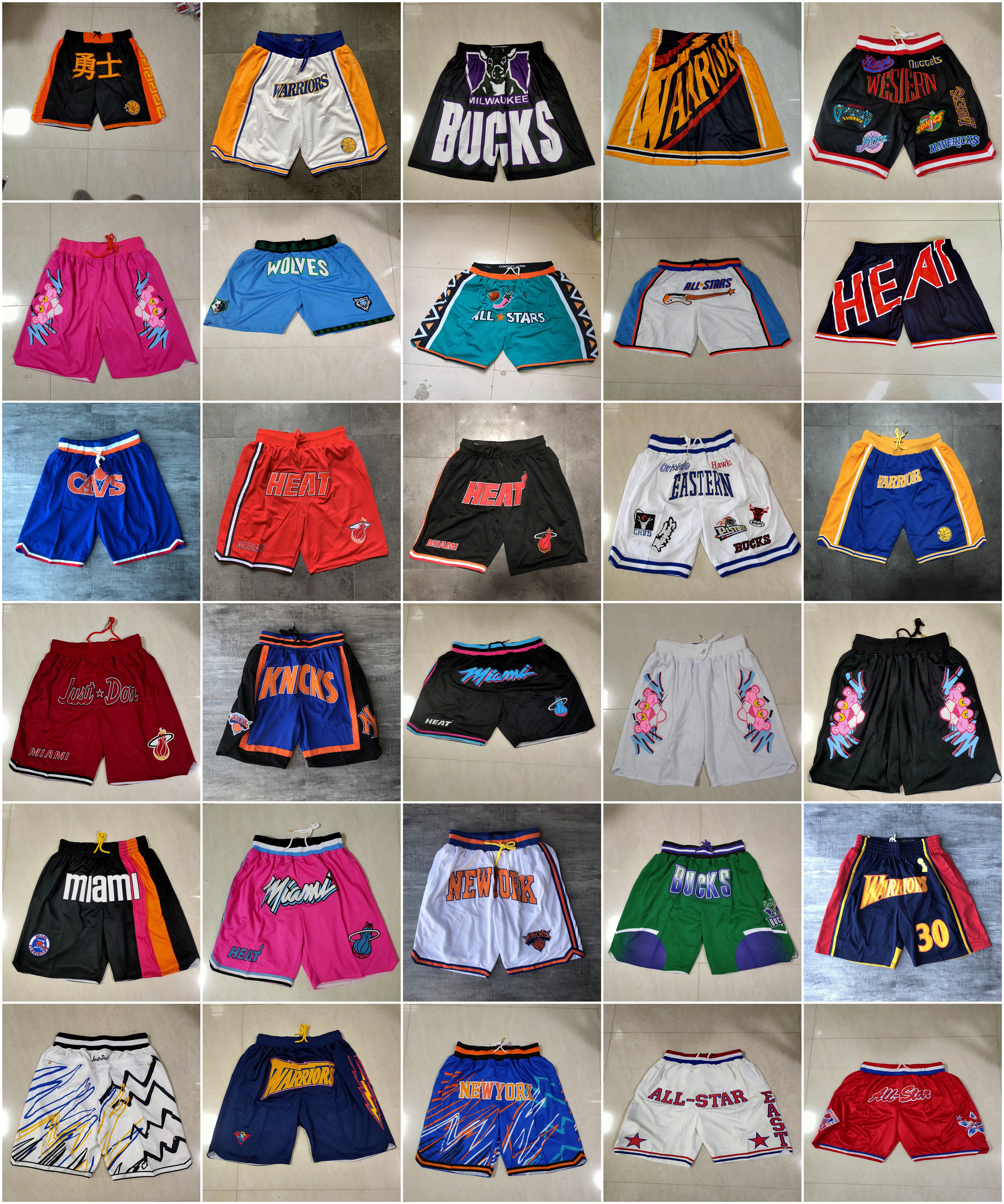 

Men Team Basketball Short Just Don Black Chinese Version Shorts Sport Wear With Pocket Zipper Sweatpants Pant Blue White Pink Verde Red Stit