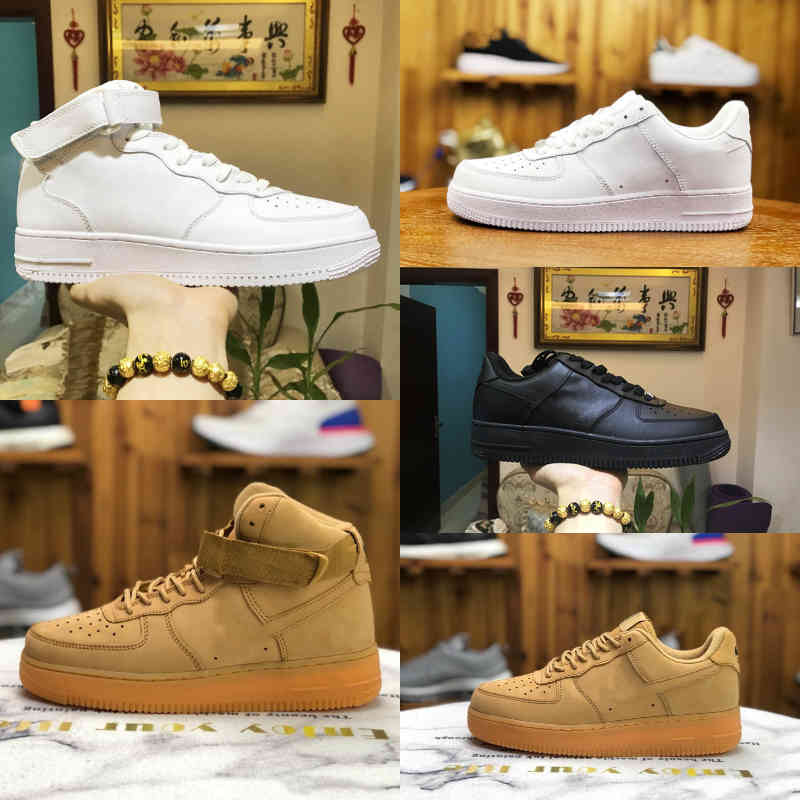 

High Quality Designers Outdoor FORCES Men Low Skateboard Shoes Discount One Knit 1 Euro Airs Women All White Black Wheat Sports Gymnastics R
