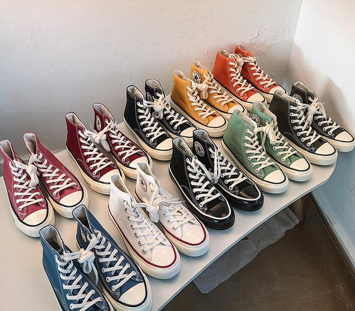 

Hot sell Classic Full stars 1908 conuerse women men High Low canvas shoes Lovers students sports Skateboard shoes with card Free transshipment Wholesale, With logo chosse like photo