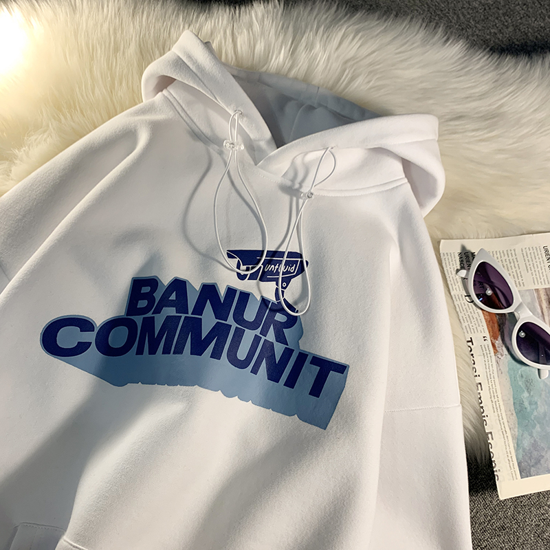 

2021 New Letter Print Warm Hoodies for Women Thicken Autumn Winter Sweatshirt Hooded Harajuku Vintage Pullover Oversized Streetwear Teen 8ol, White