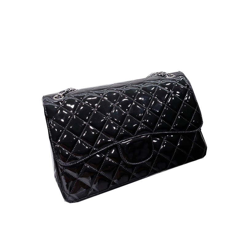 

2022Maxi Jumbo Quilted Patent Leather Bags Shiny Classic Double Flap Totes Rectangle Luggage Silver Metal Hardware Matelasse Cha, Box