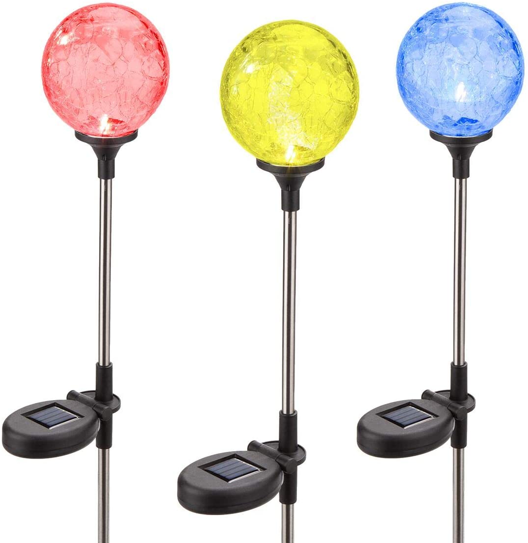 

Solar Globe Lights Outdoor, Cracked Glass Ball Dual LED Garden Lights,Color-Changing Outdoor Landscape Garden Light Decoration, Garden Decor