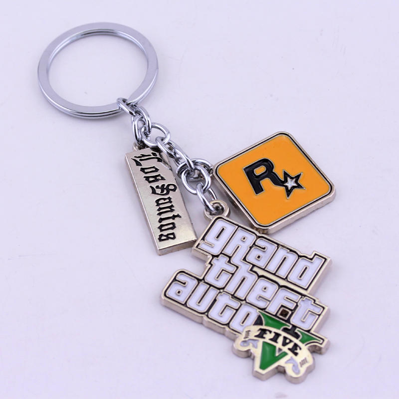 

PS4 GTA 5 Game keychain Grand Theft Auto 5 Key Chain For Fans Xbox PC Rockstar Key Ring Holder 4.5cm Llaveros Men Women Trinkets