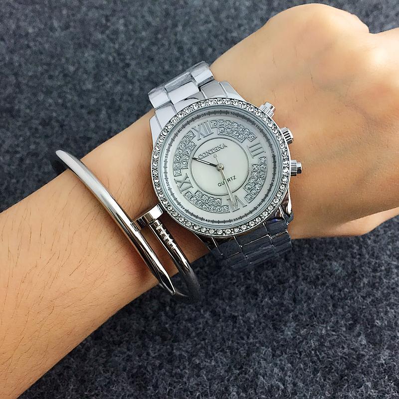 

Wristwatches Full Crystal Contena Watch Luxury Montre Morden Femme Fashion Ladies Women Rhinestones Watches Quartz Mujer Relojes