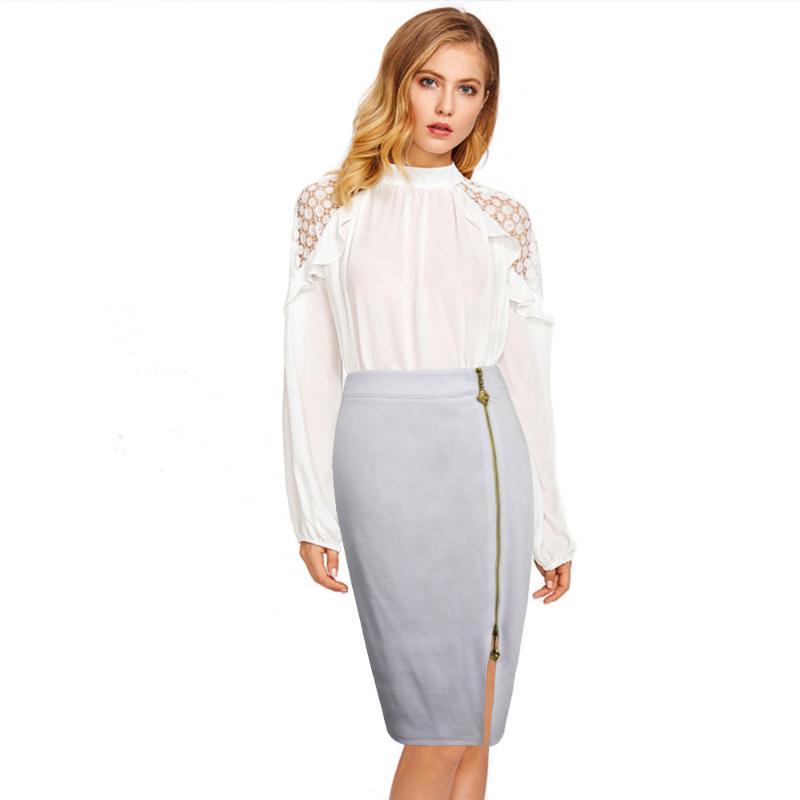 

Skirts 2021 Summer Sexy Elegant Solid High Waist Women Midi Skirt Empire Zipper Ladies Split Casual Office Lady Work, Black