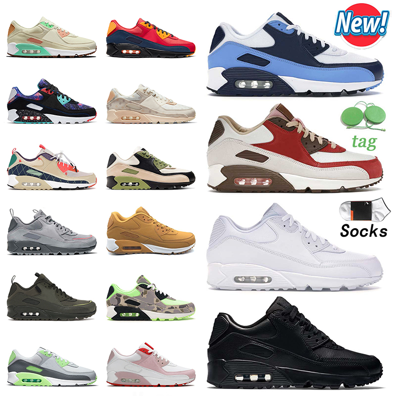 

Hotting Selling Air Max AirMaxs 90 90s Running Shoes UNC Bacon Triple White Black Surplus Cargo Khaki Wolf Grey Camo Green Yellow Lahar Esca