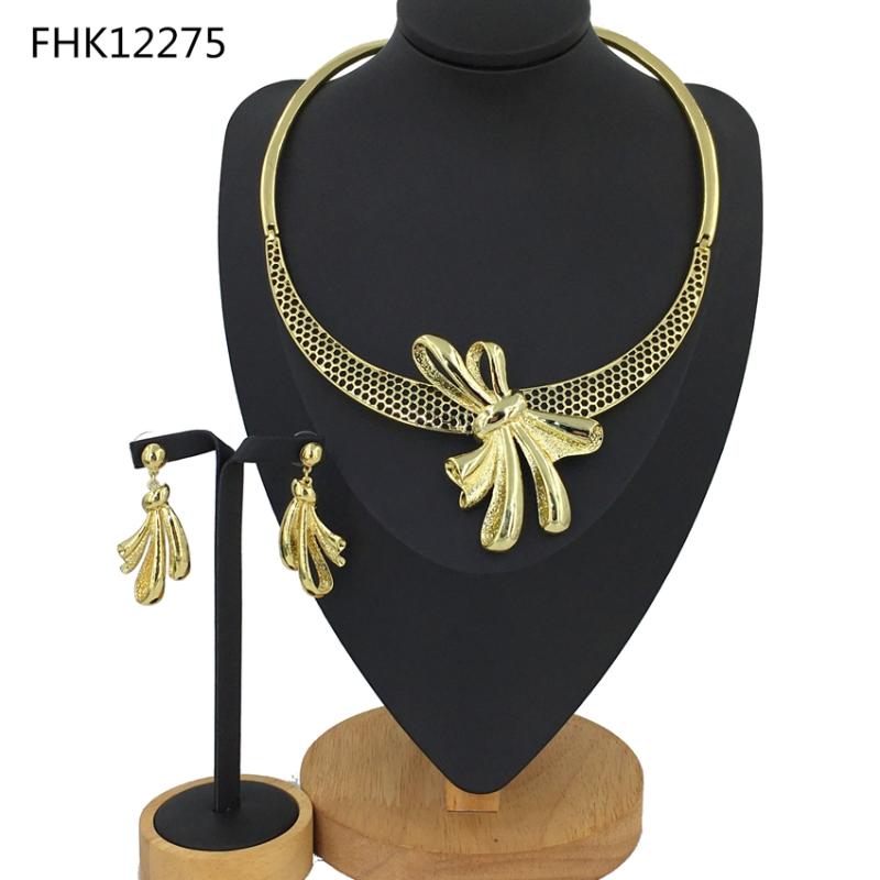 

Earrings & Necklace Yuminglai Arrivel 24K African Sets Jewelry Set For Women Italian Gold Plated FHK12275, Silver