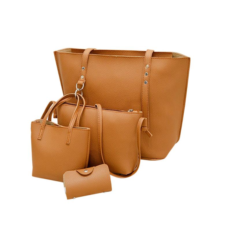 

PU Leather Four-Piece Shoulder Bag For Women Shoulder Bag Crossbody Handbag Wallet Female Purse Bolsas Feminina #BL3, Black