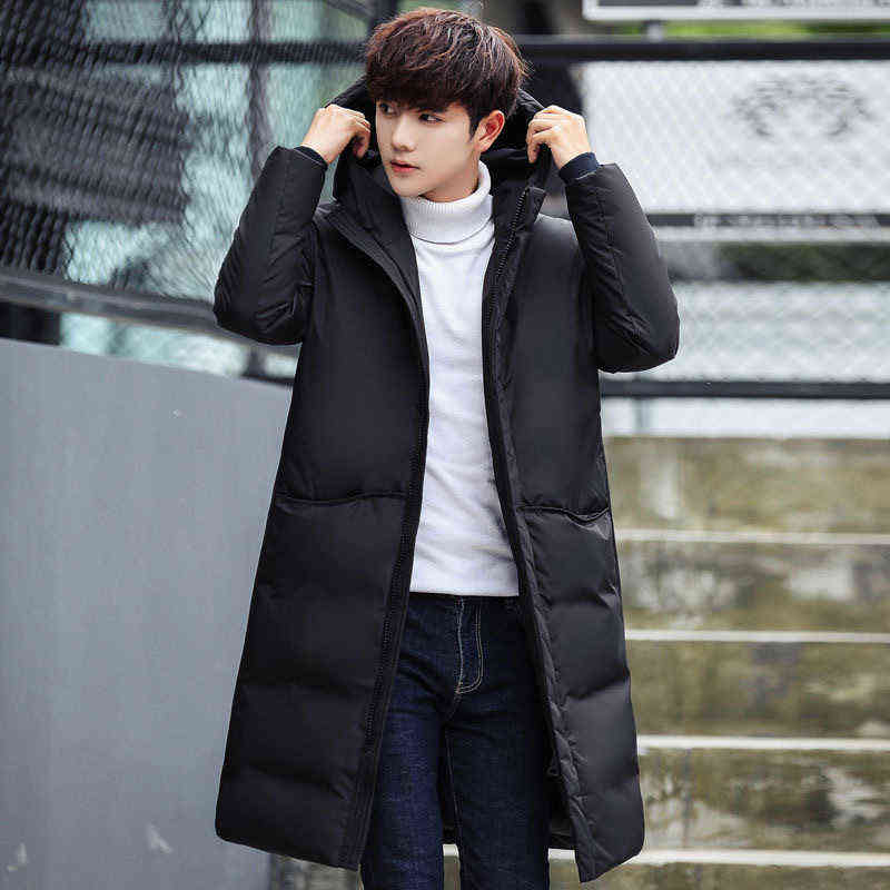 

Men Casual Winter Long Warm Coat Down Jackets 2021 New Fashion Thickened White Duck Down Jackets Hooded -3XL Y1103, 7805 black