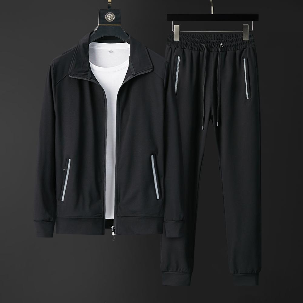 

2021 New Brand Autumn Mens Sets Clothing Sweatsuit Cardigan Fashion Clothes Hoodies Long Sleeve Trousers Sportswear Tracksuits Ttbn, Black