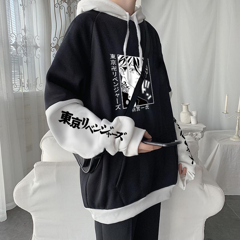 

Men's Hoodies & Sweatshirts Anime Tokyo Revengers Harajuku Kazutora Hanemiya Manga Sweatshirt Hip Hop Unisex Winter Patchwork Long Sleeve St, Black