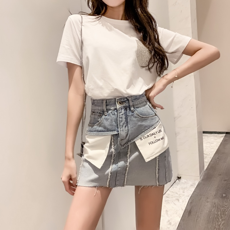 

2021 New Womens Skirt Vintage Clothes Denim Short Skirts Blue Harajuku Summer High Waist Spring Fashion Popular Flowy S5s8