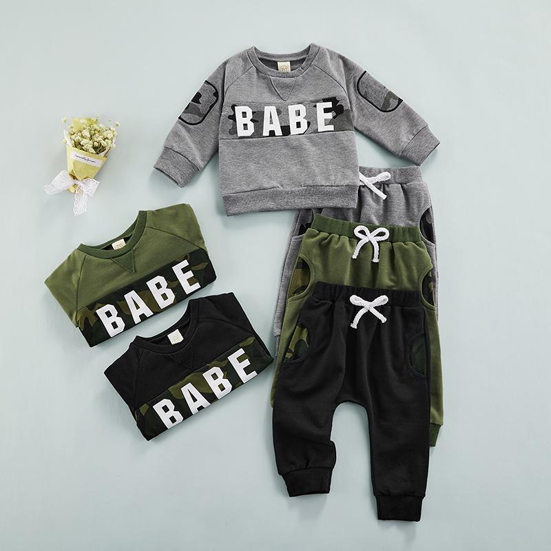 

Clothing Sets Autumn Baby Boys Hoodie Long Sleeve Letter Print Sweatshirts Tops With Drawstring Pants Casual Sportwear Outfits